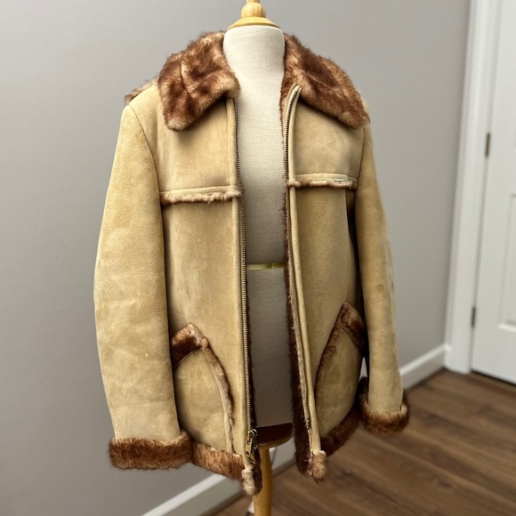 Pristine Vintage Stratojac Sheepskin Shearling Leather Jacket Sz 40 - Picture 1 of 16